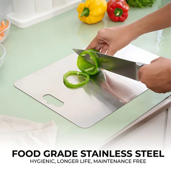 Stainless Steel Vegetable & Fruit Cutting Chopping Board – 31×20 cm (1 Pc)