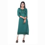 LOR Fashion Straight Kurta in Rinkle Chinon Silk with Thread Work